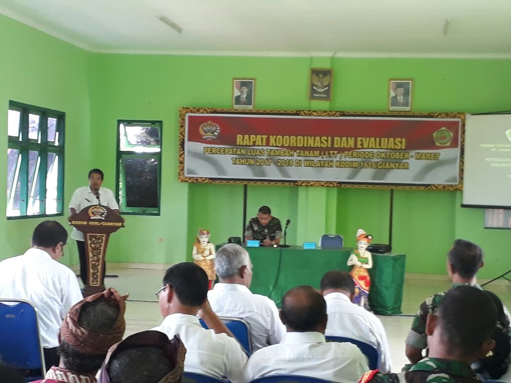 Kodim 1616/Gianyar Gelar Rakor Evaluasi Percepatan Luas Tambah Tanam