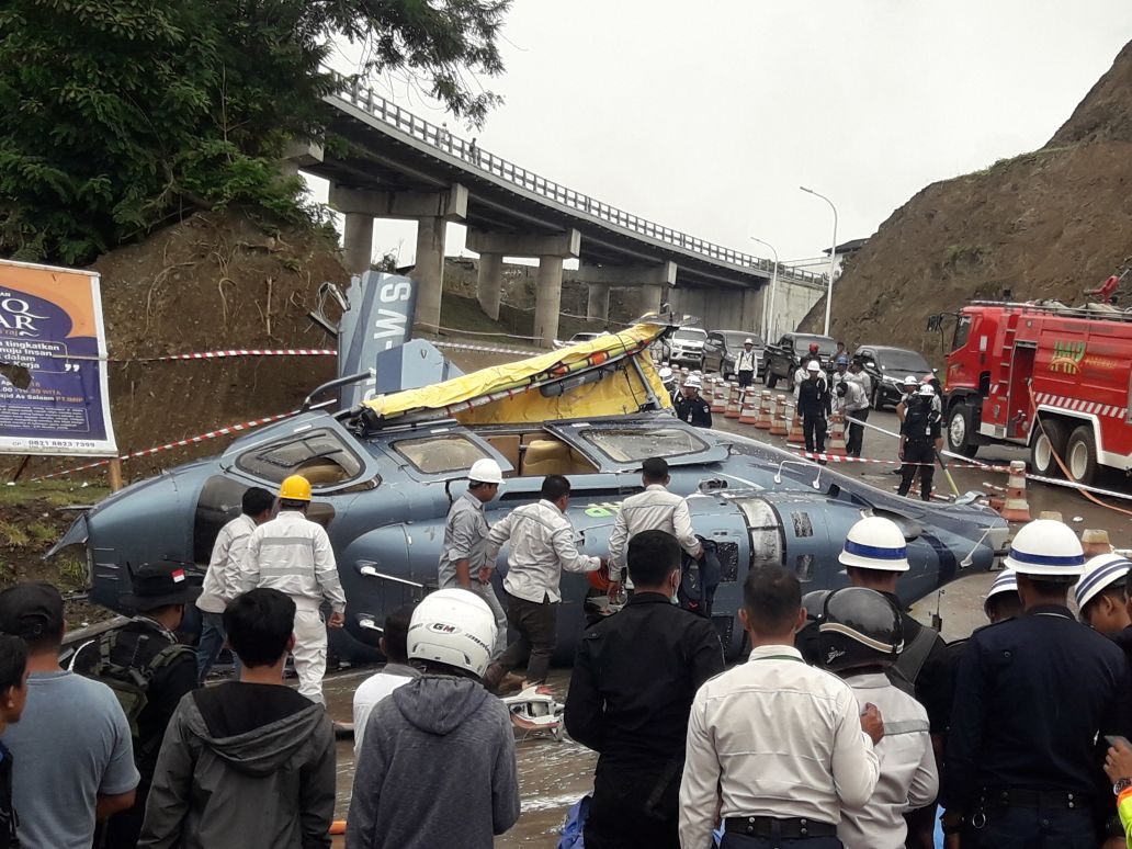 Heli PT IMIP Jatuh, 1 Meninggal dan 6 Penumpang Luka-Luka Termasuk Pilot
