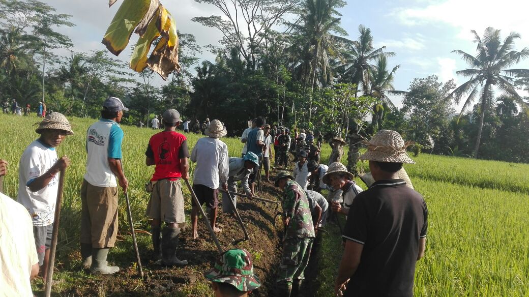 Kodim 1626/Bangli Karya Bhakti Bikin Jalan Usaha Tani