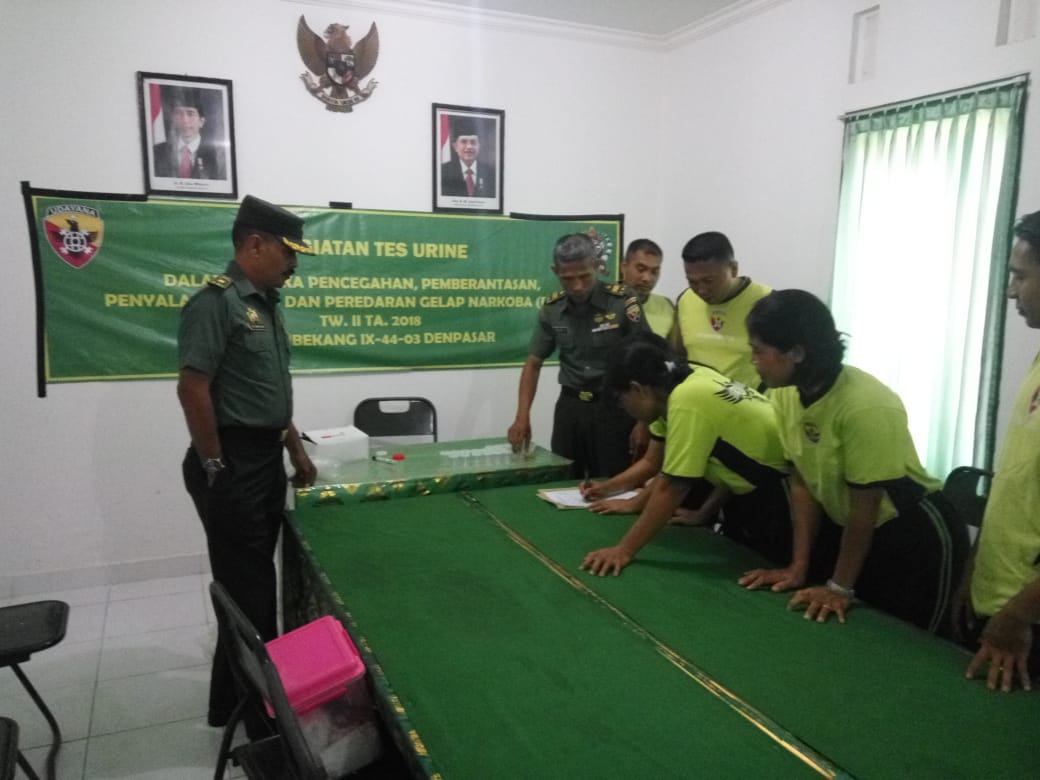 Cegah Narkoba, Jajaran Denbekang IX-44-03 Denpasar Dites Urine