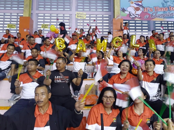 Ratusan Suporter Polres Bangli Ramaikan “Bali Open International Tennis Table Champhionship 2019” Di GOR Merpati Denpasar