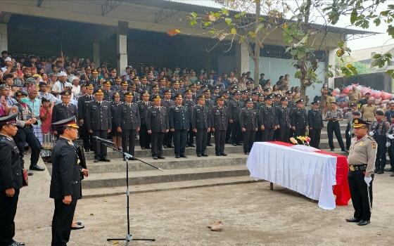 RS Bhayangkara Denpasar Laksanakan Upacara Perabuan Bagi Jenasah Almarhum AIPTU Gede Mumbul Arnata