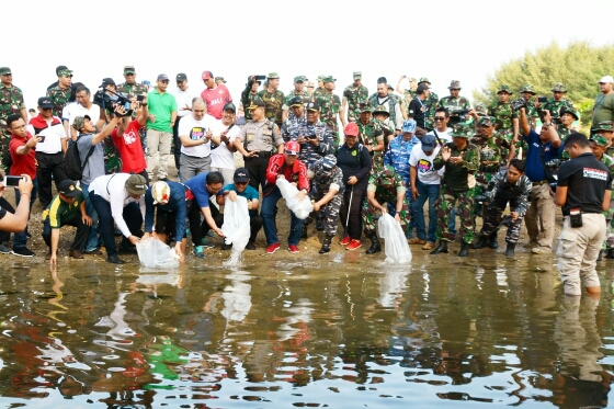 Karbak Hut TNI Ke-74, Kodam Bersama Suksma Bali Gelar Bersih Pantai Mertasari Sanur