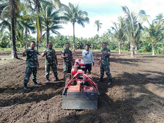 Koramil 1312-02/Lirung Siapkan Lahan UPSUS Bersama Pok Tani ‘Nafiri’