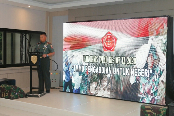 Dihadiri Pemda se-Bali Nusra, Kodam IX/Udayana Gelar Rakornis TMMD ke-107 TA 2020