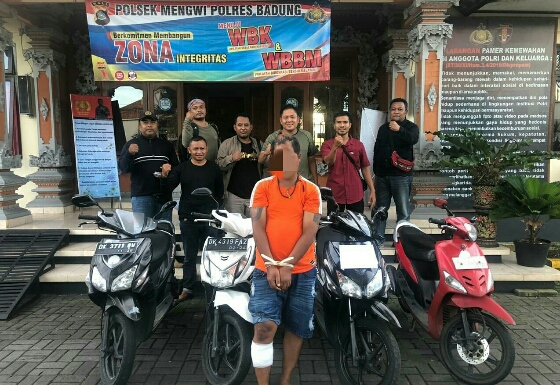 Residivis Kambuhan, Curi Motor di Lima TKP Ditangkap Opsnal Polsek Mengwi
