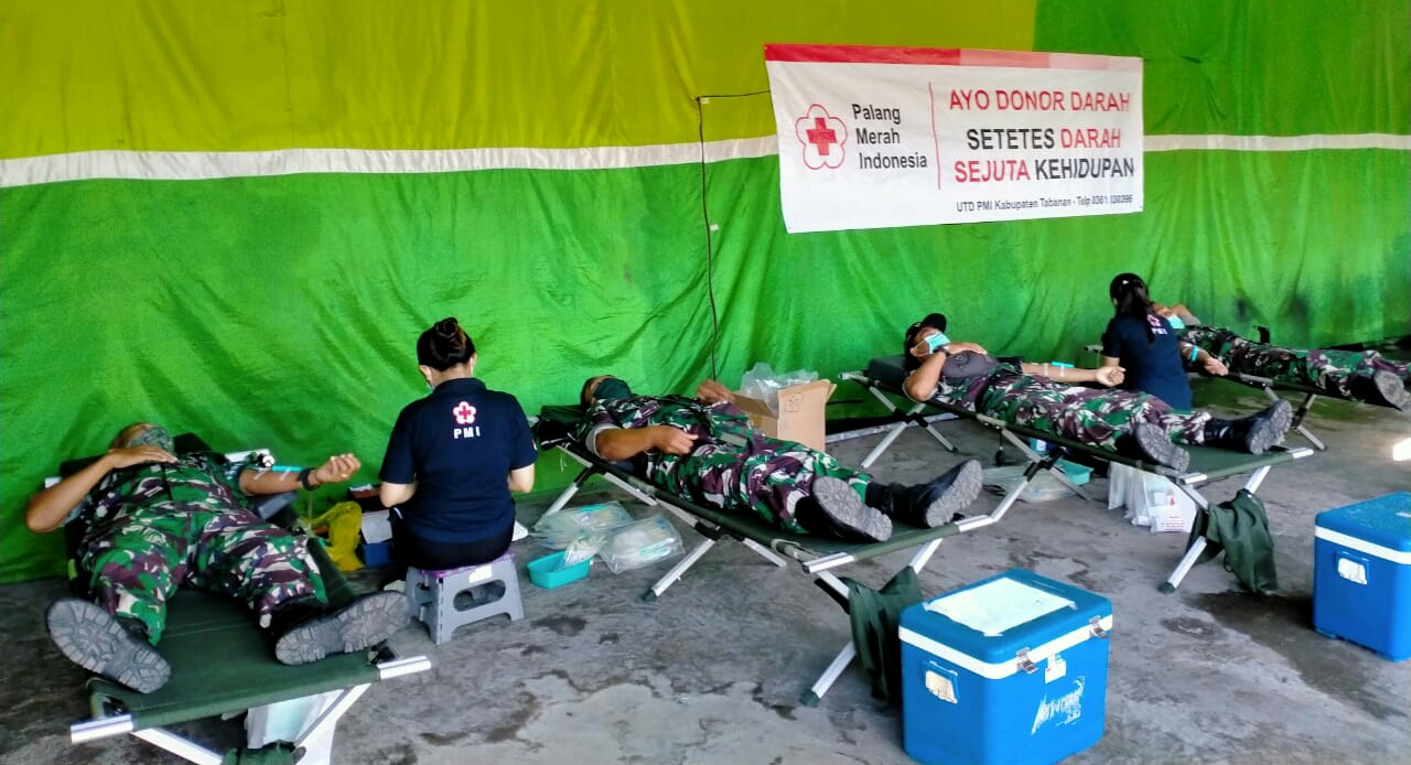 Kodim Tabanan Gelar Donor Darah Bantu Persediaan Darah PMI