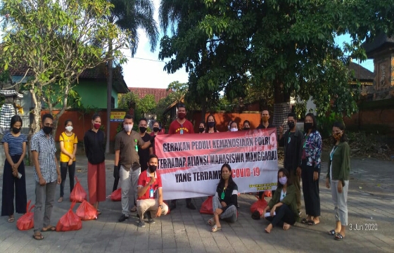 AMM Salurkan Sembako Bantuan Dit Intelkam Polda Bali kepada Mahasiswa IKIP PGRI Bali Asal Manggarai