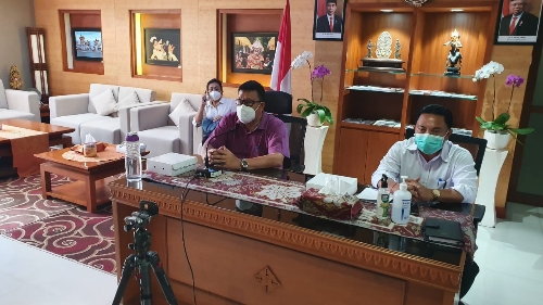 Sekda Rai Iswara Ikuti Vidcon Rakor Targeted Testing Dan Tracing Covid-19 Dengan Menko Kemaritiman