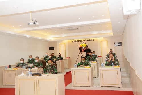 Dipimpin Kasad, Pangdam Ikuti Vidcon Terkait Pelibatan TNI Dalam Pengamanan Unjuk Rasa