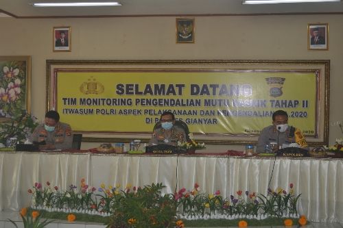 Polres Bangli Ikuti Monitoring Pengendalian Mutu Wasrik Tahap II Itwasum Polri Tahun 2020