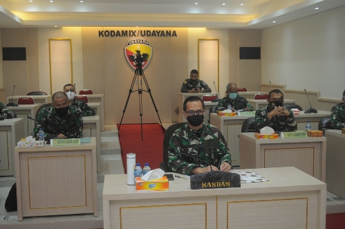 Cek Kesiapan Dalam Menghadapi Pilkada, Kasdam IX/Udayana Ikuti Rakor Satgas Covid-19 Nasional