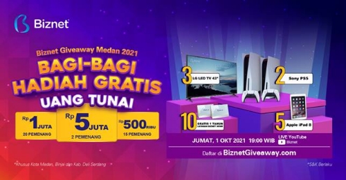 Hadirkan Acara Biznet GiveAway Medan 2021, Biznet Bagikan Hadiah Jutaan Rupiah untuk Warga Medan