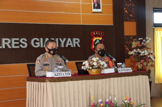 Polres Gianyar Terima Kunjungan Tim Puslitbang Polri