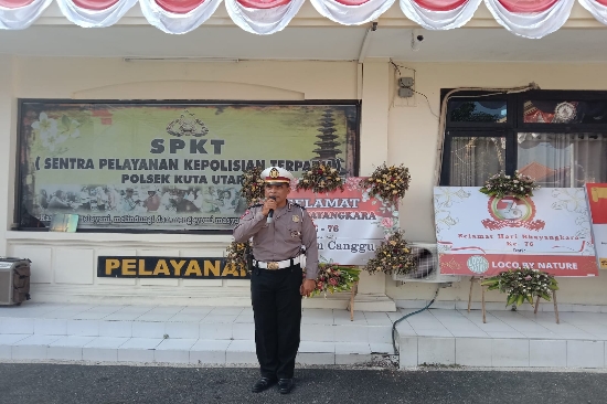 Kanit Lantas Polsek Kuta Utara Pimpin Apel Pagi