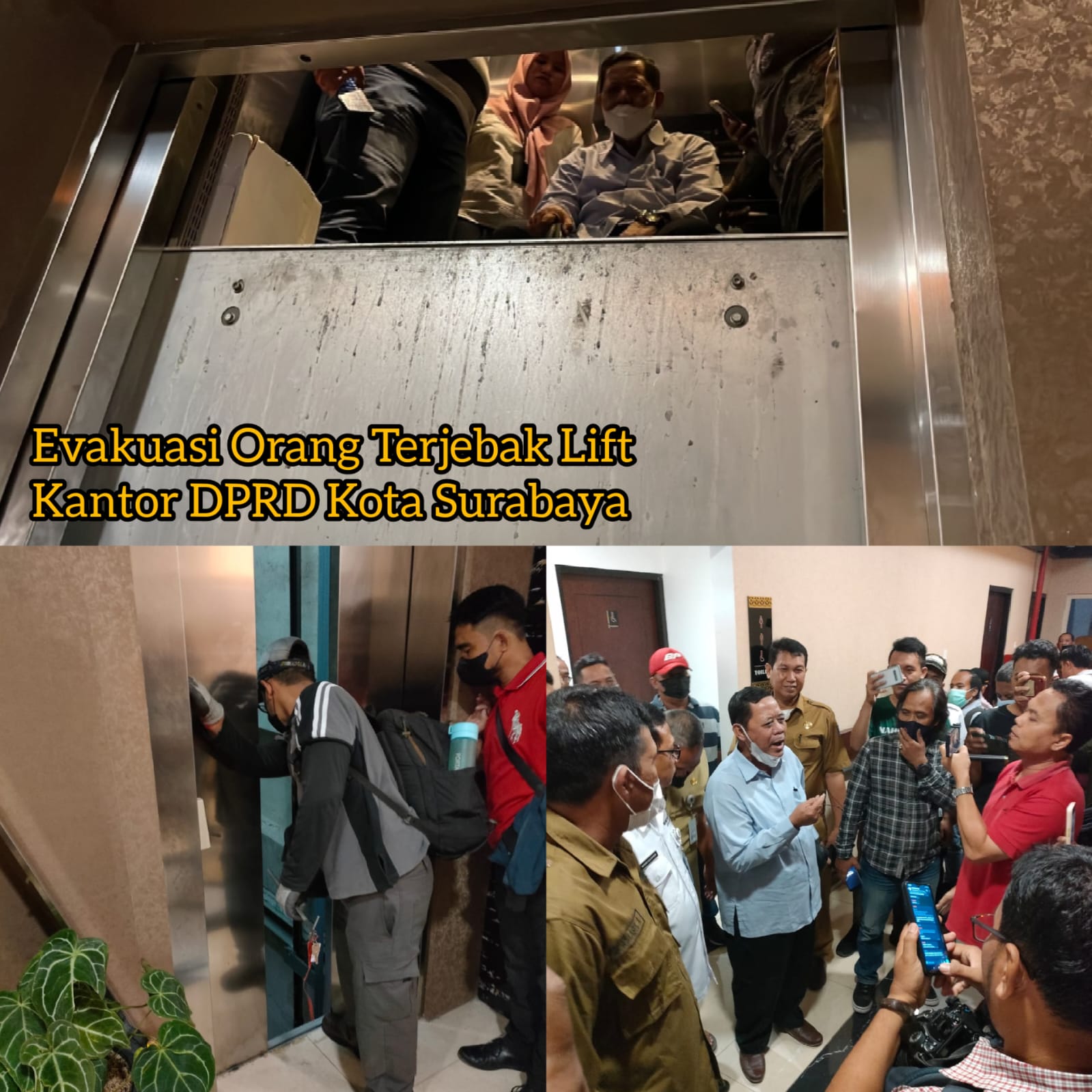 Apes !!! Lift Ngadat Anggota DPRD Kota Surabaya Terjebak di Lift