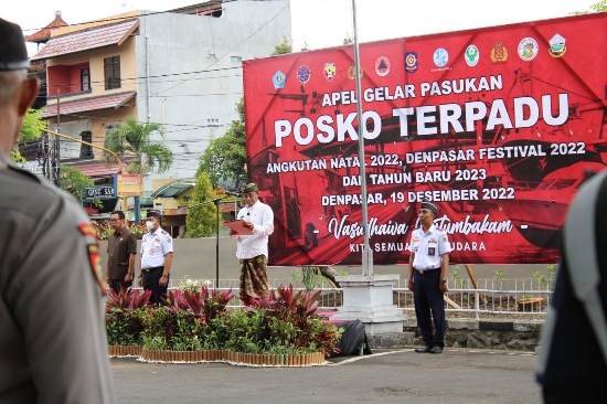 Jelang Perayaan Nataru Tahun 2023, Pemkot Denpasar Gelar Apel Pasukan Posko Terpadu