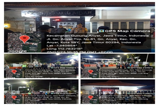 Antisipasi Gangguan Kamtibmas di Bulan Ramadhan, Polsek Gunung Anyar Gelar Apel Giat Patroli Parajoyo