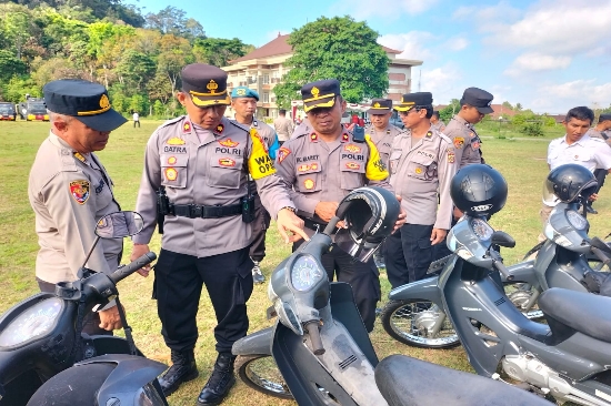 Polres Bangli Gelar Apel Kesiapan Sarpras dan Gladi Simulasi Sispamkota