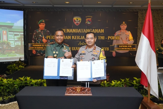 Tandatangani Perjanjian Kerja Sama, Kodam IX/Udayana dan Polda NTB Komit Sukseskan Pemilu
