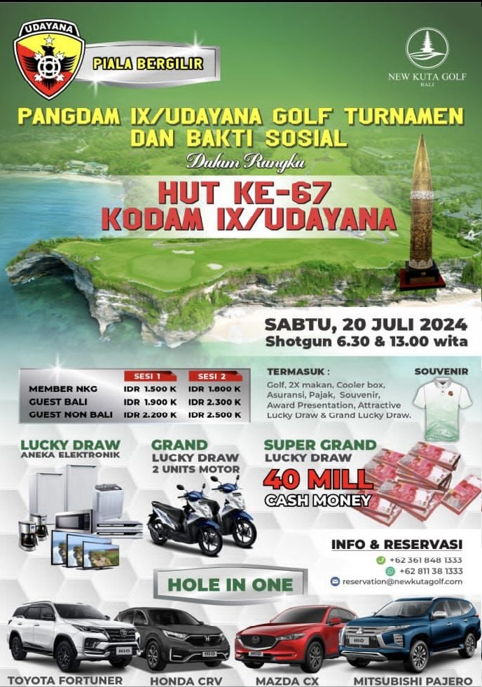 Rangkaian Acara HUT ke-67 Kodam IX/Udayana Gelar Kejuaraan Golf dan Bakti Sosial