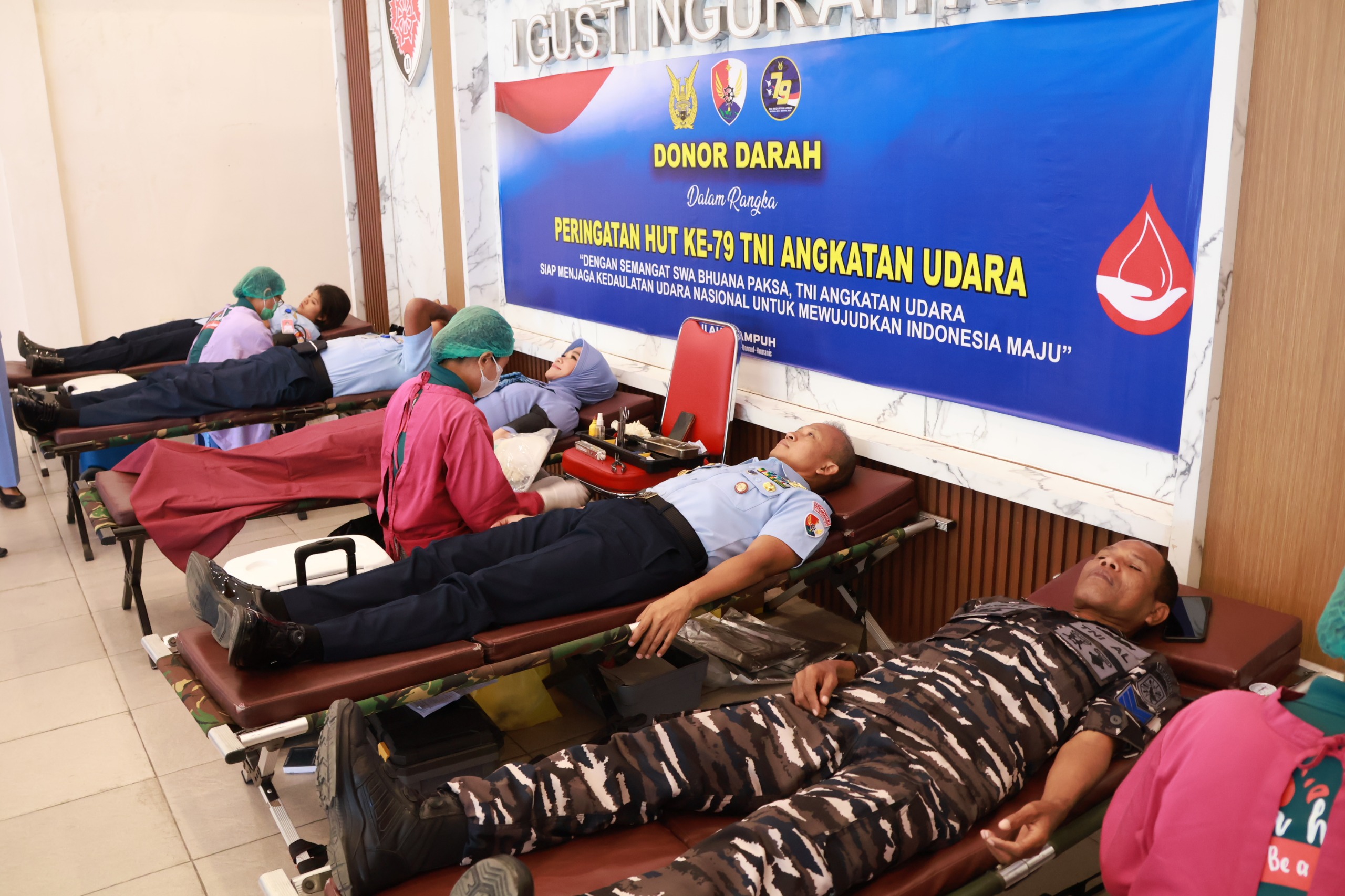 Menyambut HUT TNI AU ke-79 Lanud I Gusti Ngurah Rai Gelar Donor Darah