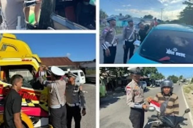 Sambut HUT ke-80 RI, Polres Manggarai Timur Bagikan Bendera Merah Putih kepada Warga