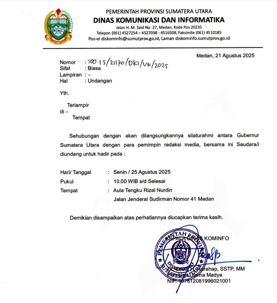Kadis Kominfo Sumut Dicurigai Sengaja Pecah Belah Media, Pemicu Kemarahan Insan Pers