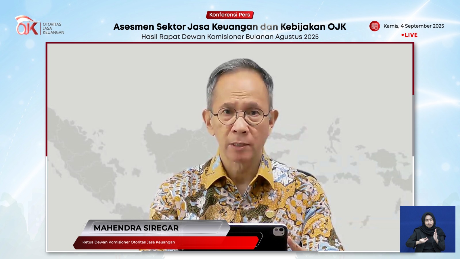 OJK: Kinerja Intermediasi Perbankan pada Juli 2025 tetap Stabil dengan Profil Risiko tetap terjaga dan Aktivitas Operasional Berjalan Optimal