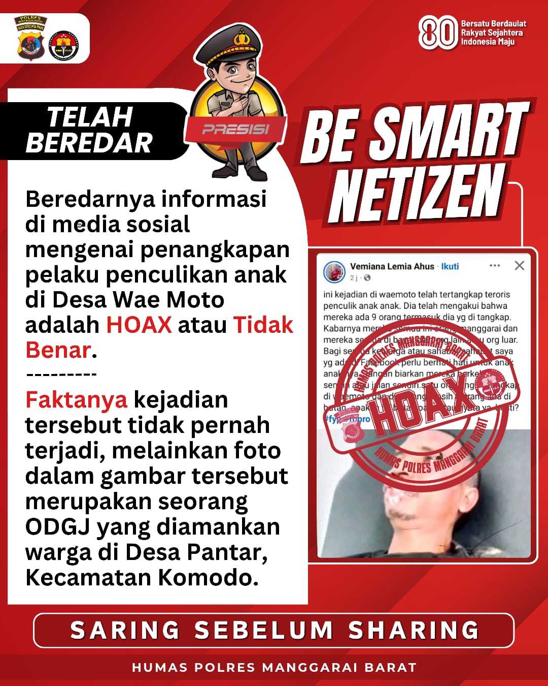 Isu Penculikan Anak di Manggarai Barat Ternyata Hoaks