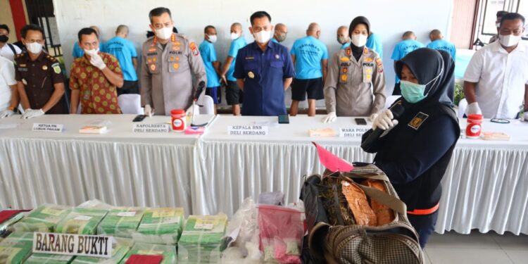 Polresta Deli Serdang Musnahkan Barang Bukti Narkoba Senilai Tujuh Miliar Lima Puluh Tujuh Juta Rupiah