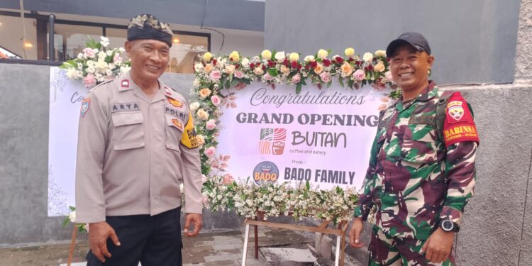 Dukung Usaha Warga, Babinsa dan Bhabinkamtibmas Hadir di Grand Opening Cafe Coffee Buitan Serongga