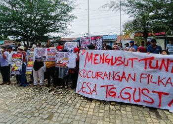 Aksi Unjuk Rasa Warnai Polemik Pilkades Tanjung Gusta, Masyarakat Ajukan 7 Tuntutan