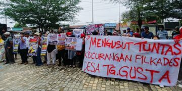 Aksi Unjuk Rasa Warnai Polemik Pilkades Tanjung Gusta, Masyarakat Ajukan 7 Tuntutan