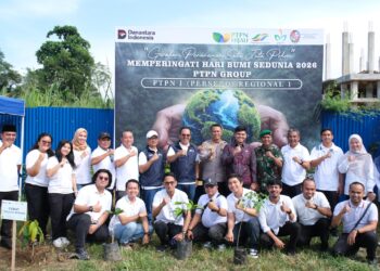 PTPN I Regional 1 dan Forkopimcam Tanjung Morawa Tanam 300 Pohon Peringati Hari Bumi dan HUT Deli Serdang ke-80