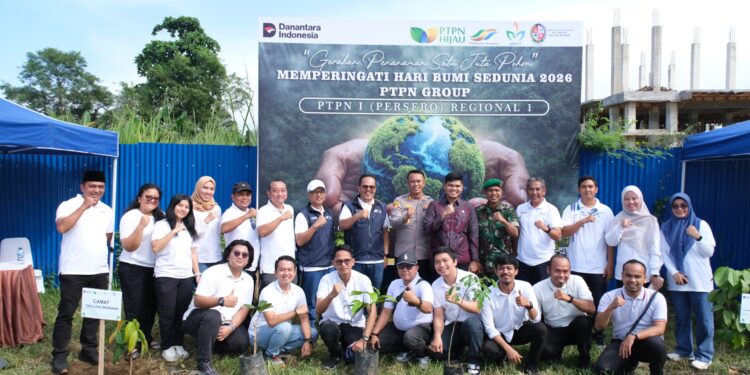PTPN I Regional 1 dan Forkopimcam Tanjung Morawa Tanam 300 Pohon Peringati Hari Bumi dan HUT Deli Serdang ke-80
